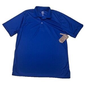 Jackson Hole Mens Short Sleeve Polo Shirt Royal Blue Checked Pattern NWT- Size L